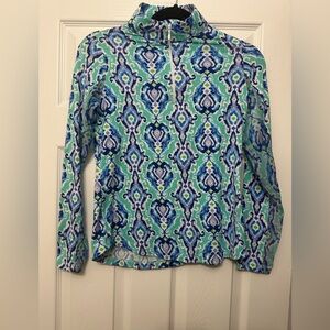 IBKUL Womens Top  Long Sleeve 1/4 Zip Mesh Pullover xs